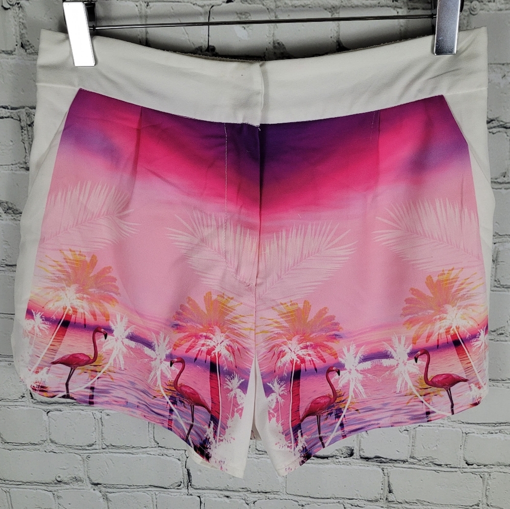 SABO | lined tropical palm ocean sunset scene shorts